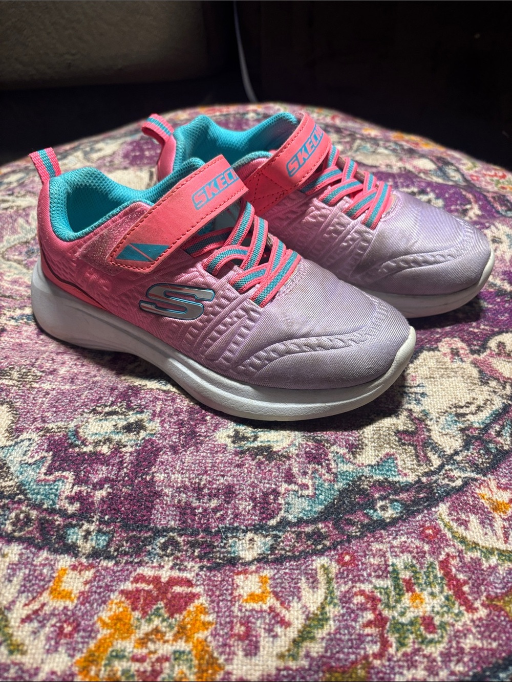 Skechers Girls' Pink & Purple Athletic Sneakers, Size 13
